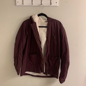 Fuzzy maroon jacket